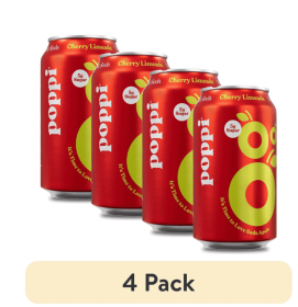 (4 pack) Poppi Cherry Limeade Prebiotic Soda, 12 oz, 1 Pack Can