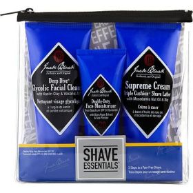 Jack Black by Jack Black Shave Essentials Set: Deep Dive 3 oz + Supreme Cream Triple Cushion Shave Lather 2.6 oz + Double-Duty Face Moisturizer S